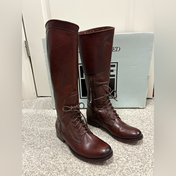Frye Shoes - Frye Melissa Lace Up Riding Boots 6.5 Equestrian Brown Leather Vintage Redwood